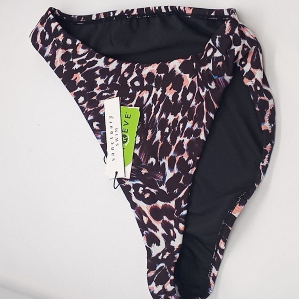 Sanctuary Stay Cool Leopard Print Cinch-Back Hipster Bikini Bottom‎ Multi L